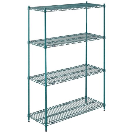 Nexel Wire Shelving, Green Epoxy, 54W X 18D X 74H 18547G